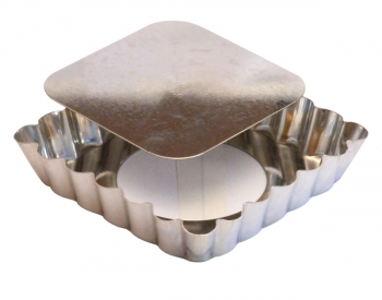 140x110 - Moule tartelette carrée fer blanc fond amovible Gobel
