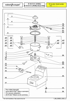 96x140 - Pièces détachées Cutter de table R10 D V.V Sous vide Robot Coupe
