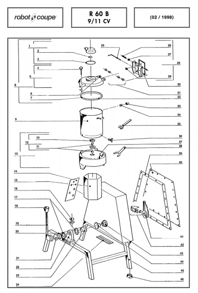 Pièces détachées Cutter vertical R60B A 9/11 CV Robot Coupe - ROBOT COUPE